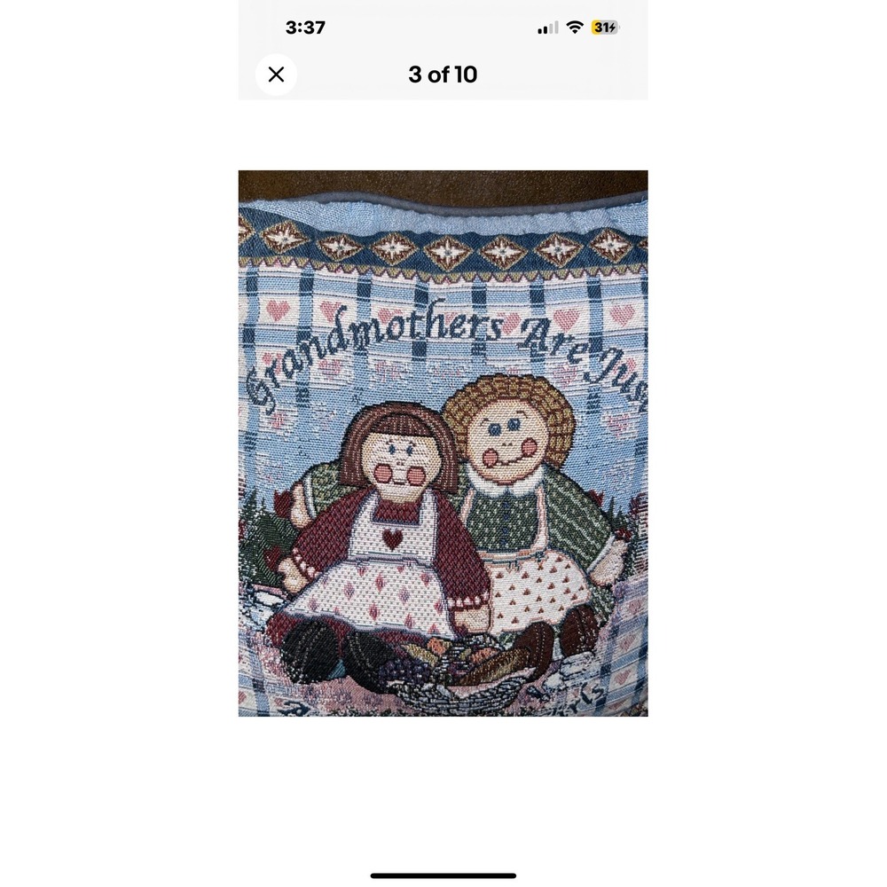 Vintage Tapestry Pillow/ Grandmothers Are Just Antique Little Girls 16 X 16